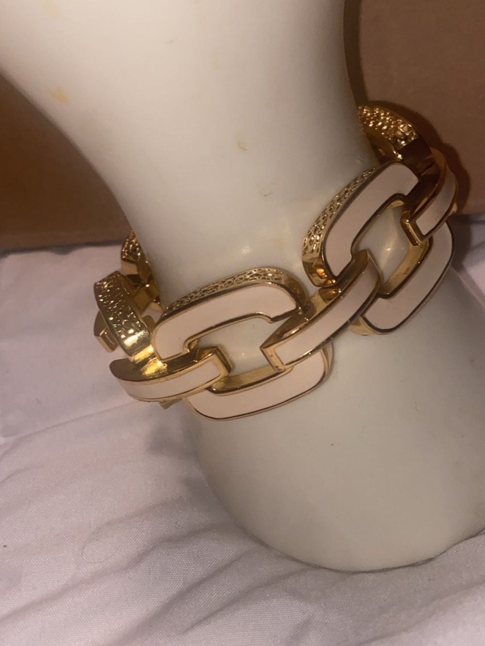 Coach Gold and Cream Link Chain Bracelet - Women's Jewelry